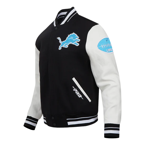 Detroit Lions Old English Rib Wool Varsity Jacket - Image 2
