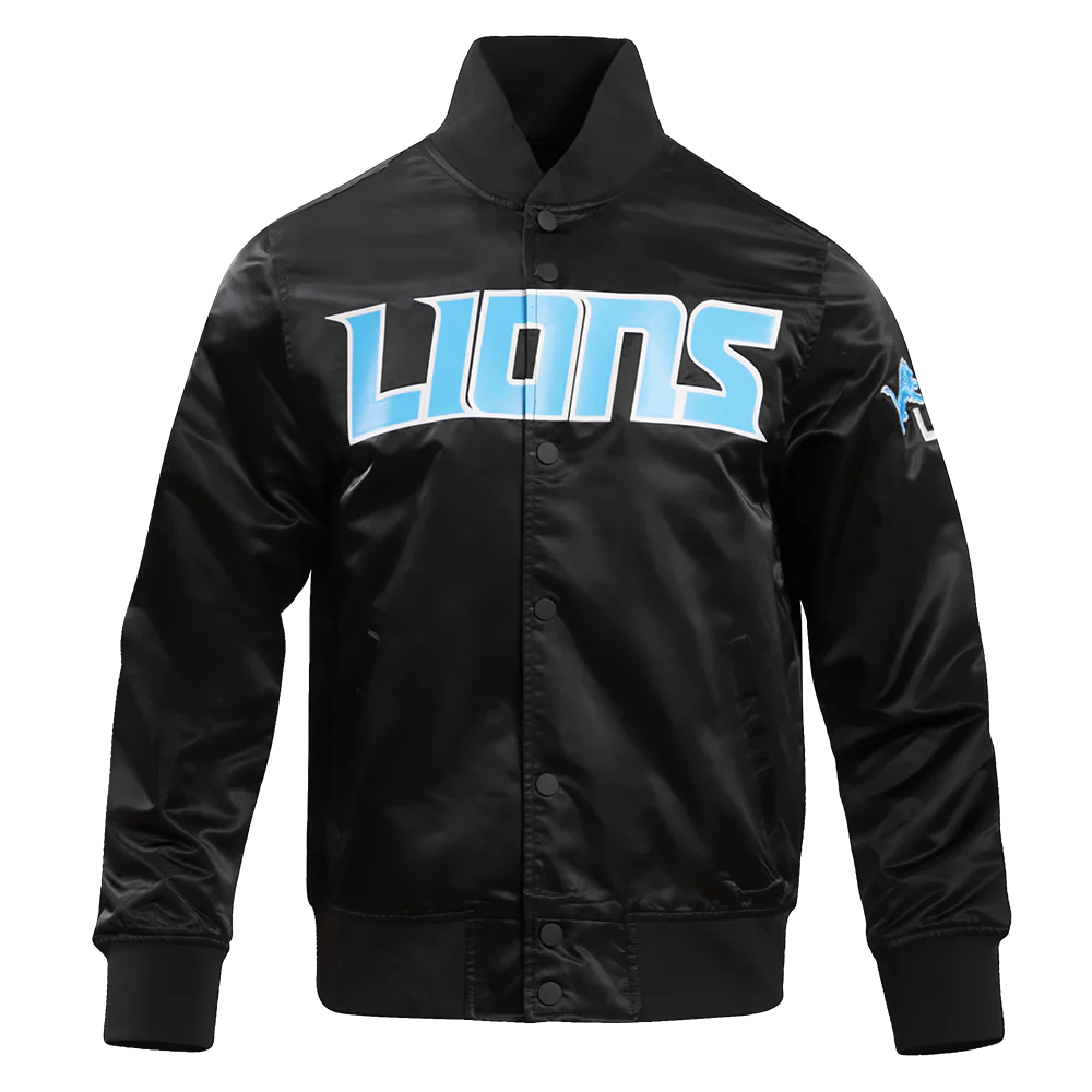 NFL DETROIT LIONS BIG LOGO MEN'S SATIN JACKET FDL6410277-BLK