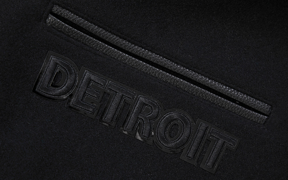 NFL DETROIT LIONS TRIPLE BLACK MEN'S MEN'S WOOL VARSITY JACKET FDL6410284-3BK - Image 7